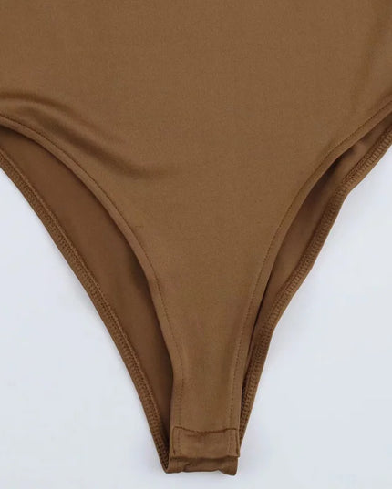 HXAO 2025 Brown Top Bodysuit Women Spring Body Sexy Women Long Sleeve Body Woman Black Spandex Bodysuit Resort Thongs Rave Oufit