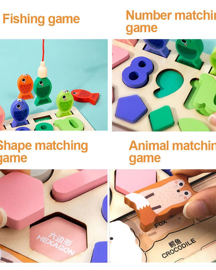 Montessori Wooden Toys Kids Busy Board Shape & Number Matching Digital Shape Educational Toys For Children Gifts