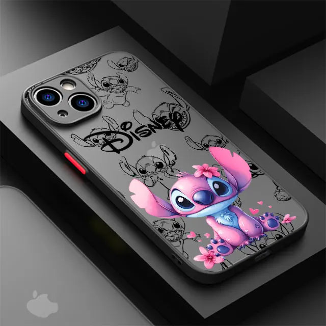 Shockproof Case For Apple iPhone 11 13 15 14 16 Pro Max 12 Mini 7 8 Plus XR X XS Matte Funda Phone Cover Cute Cartoon Stitch