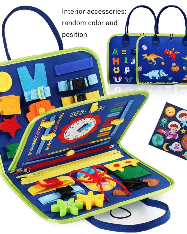 Montessori Busy Board Educational Activity Developing Sensory Board Fine Basic Dress Motor Skills Travel Toy Gift for Boys Girls