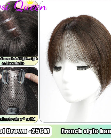 AOSI Synthetic Eight-character Bangs Wig For Women With High Hair Volume And High Skull Covering Gray Hair Replacement Wig