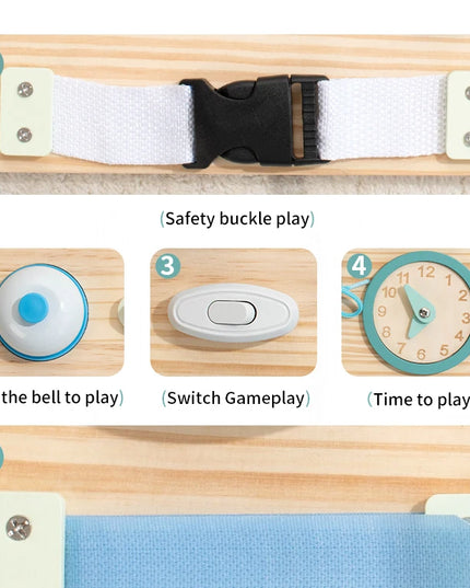 Montessori Busy Board for Toddlers Wooden Activity Sensory Board for Fine Motor Skills Travel Educational Learning  Toys for Kid