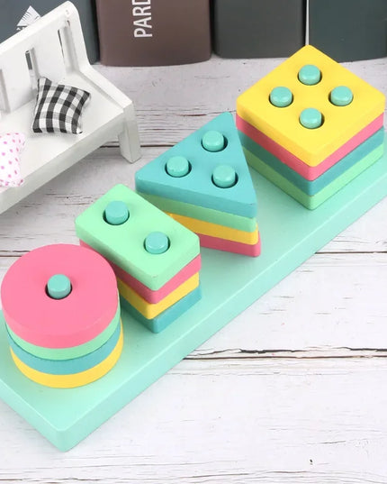 Baby Educational Toy Montessori Wooden 3D Toys Childhood Learning  Kids Baby Colorful Wooden Blocks For Children Christmas Gift
