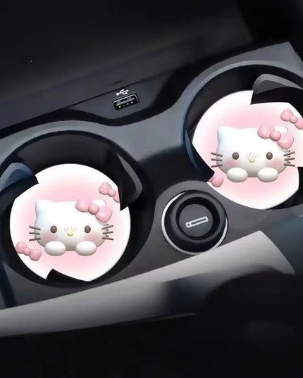 2pcs Sanrio Hello Kitty Car cup Coasters Cartoon car inner Decoration Anti Slip Mat silicone Car Cup pad Gifts for girl friend