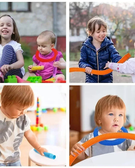 6 12 18 24 30 Pcs Pop Tubes Sensory Toys Fidget Stress Relief Decompression Finger Squeeze Toy Telescopic Tube for Kids Teenager