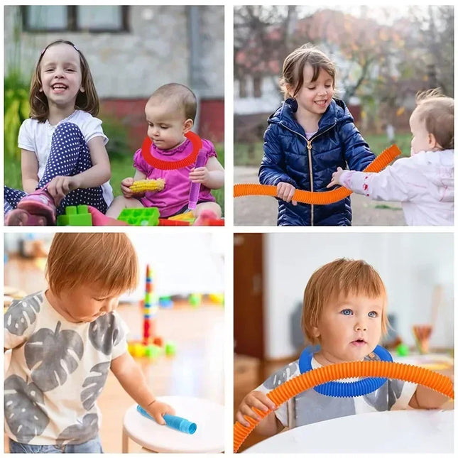 6 12 18 24 30 Pcs Pop Tubes Sensory Toys Fidget Stress Relief Decompression Finger Squeeze Toy Telescopic Tube for Kids Teenager