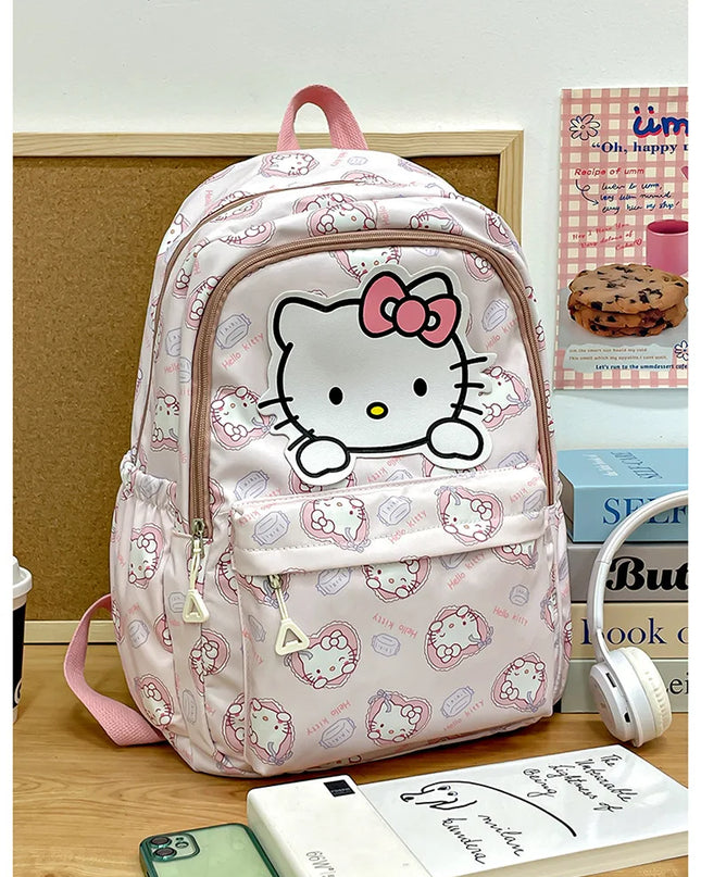 Sanrio Backpack For Kids Cartoon Hello Kitty Kuromi Bookbag Student Teenager Girl Boy Nylon Shoulders Bag Schoolbag Kawaii Bags