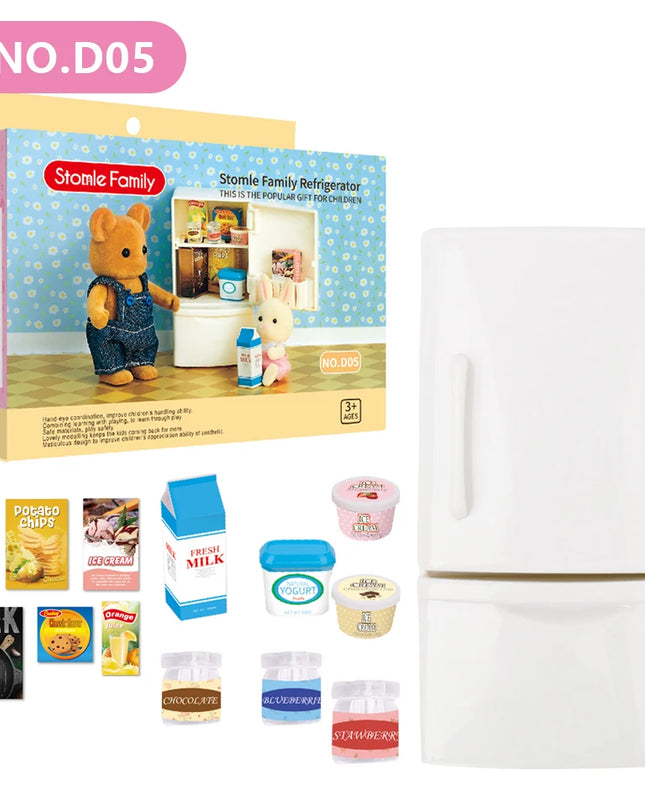 Toys Doll 1:12 Forest Family Montessori Kitchen Compatible Miniature Dollhouse Kitchen Accessories Furniture Pretend Play Gifts