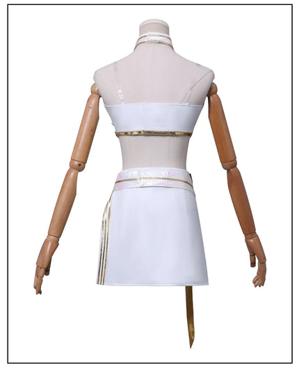 Anime Mira White PU Uniform Cosplay Costume Wig Woman Christmas Halloween Party Clothing