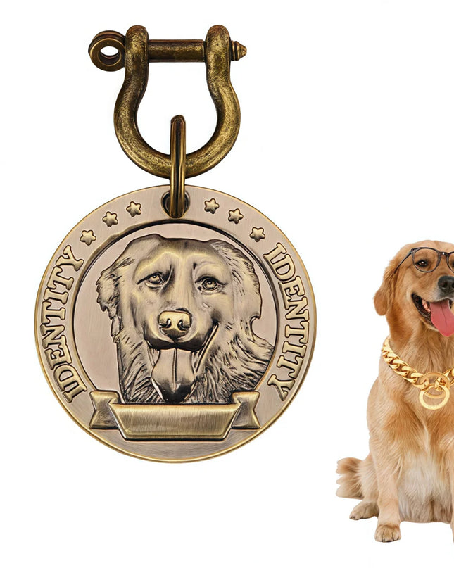 VIP Customizable Engraved Pets ID Tag for Dog Cat Bronze Nameplate Tags Personalized  Address Number Dogs Collar ID Pendant