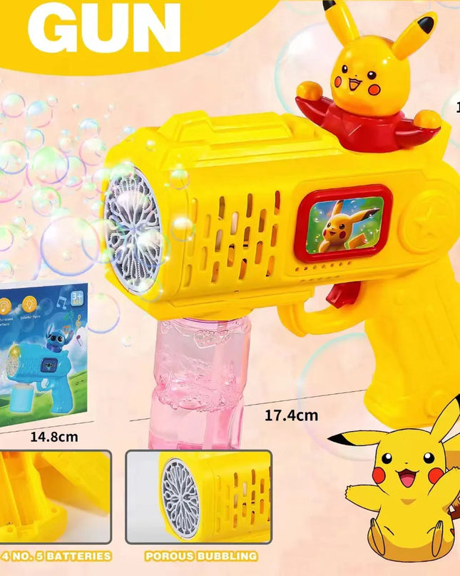 New Stitch Electric Bubble Gun Kids Toy Bubbles Machine Automatic Soap Blower With Light Outdoor Games Boys And Girls Gift