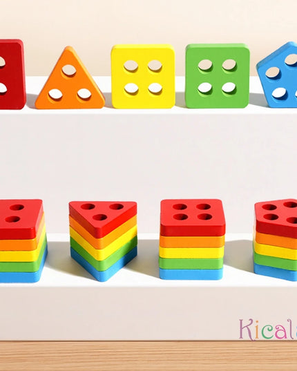 Montessori Educational Wooden Toys Preschool Children Busy Board Count Shape Colors Match Puzzle Learning Toys Gifts