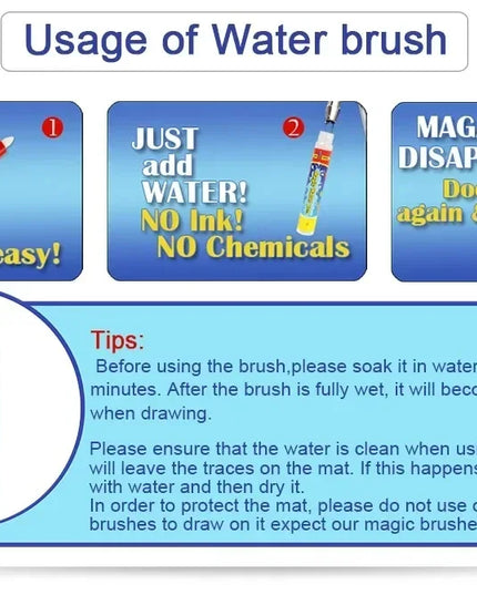 No Mess Magic Water Drawing Mat Doodle Board Reusable Educational Toy with Pens & Stamps, Gift for Toddler Boys Girls