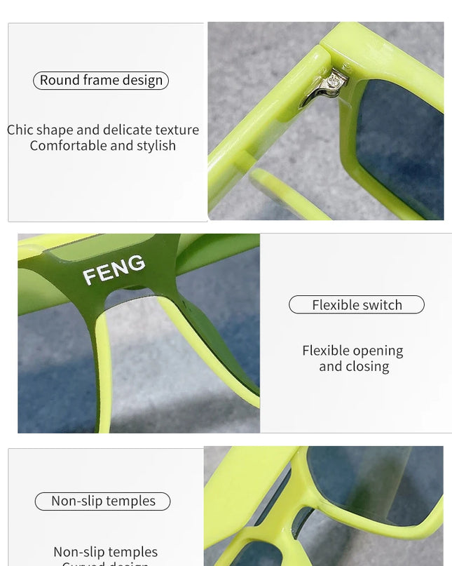 Sunglasses Men Fashion Oversized Square Frame Punk Glasses Brand Designer Women Large Eyewear Shades UV400 Protection Eyeglasses