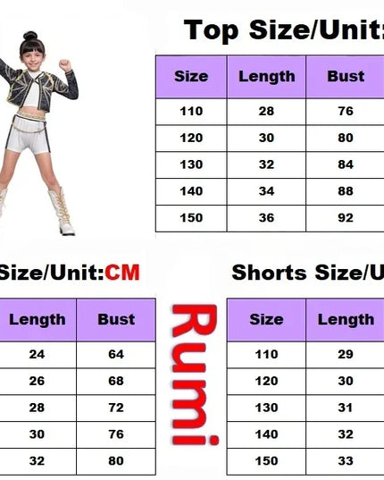 New Kids K-pop Demon Hunters Cosplay Mira Rumi Zoey Costume Girls Uniform Halloween Party 3D Printed Disguise Party Costumes