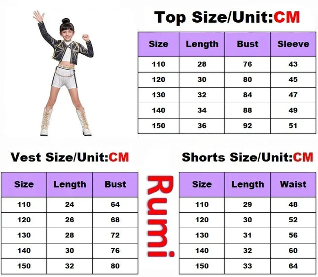 New Kids K-pop Demon Hunters Cosplay Mira Rumi Zoey Costume Girls Uniform Halloween Party 3D Printed Disguise Party Costumes