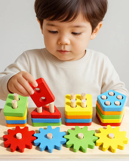 Montessori Educational Wooden Toys Preschool Children Busy Board Count Shape Colors Match Puzzle Learning Toys Gifts