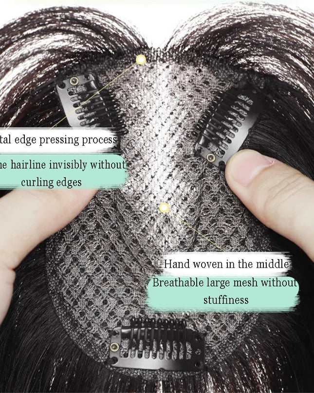 AOSI Synthetic Eight-character Bangs Wig For Women With High Hair Volume And High Skull Covering Gray Hair Replacement Wig