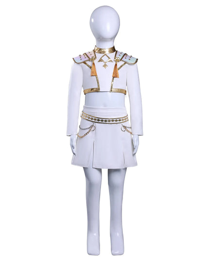 IN STOCK Rumi Mira Zoey White Leather Singing Suit Costume Set Halloween Carnival Role Play Party For Girls
