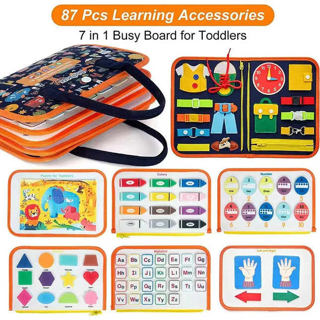 Montessori Busy Board for Ages 3-6 - Sensory Educational Toy for Early Learning & Fine Motor Skills Development