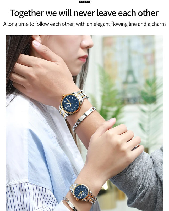 OLEVS 5567 Couple Watches Waterproof Luminous Wristwatch for Lover Date Men‘s and Women's Wristwatch Simple Fashion