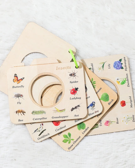 Montessori Wood Book Toys Educational Toys Outdoor Animals Plants Cognitive Puzzle Toys for Kids Wooden 0 12 Months Baby Toys