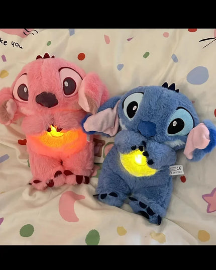 Stitch Anime Plush Doll With Lighting Music Airbag Kawaii Appease Toy Baby To Soothe Sleep Peluche For Kids Gift