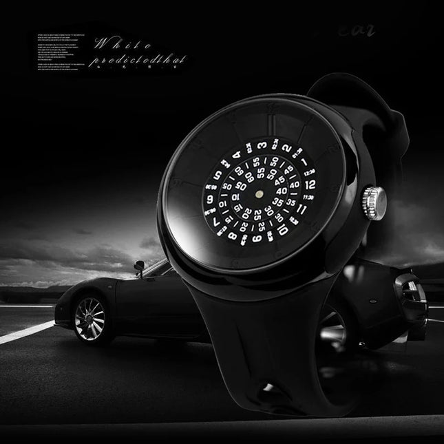 men's watch with a unique dial design, sporty flair, and a comfortable resin strap for both style and comfort.