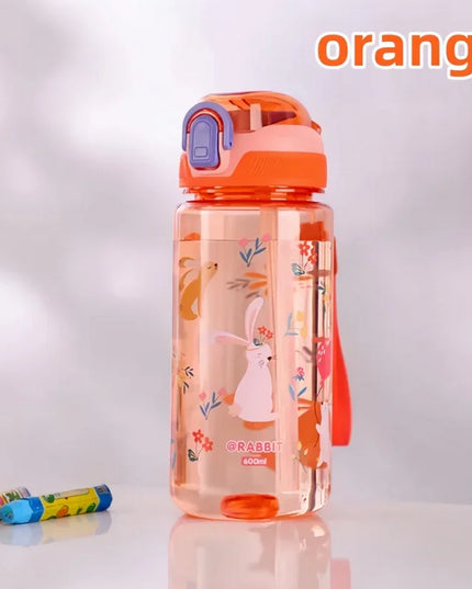 600ml Dinosaur Water Bottle For Kids Water Sippy Cup With Silicone Straw Leakproof Plastic Water Bottles Summer Kids Water Cup