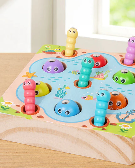Wooden Fishing Game Toys Children Early Education Color Cognitive Toy Kids Interactive Games Toys for Gifts Fine Motor Skill