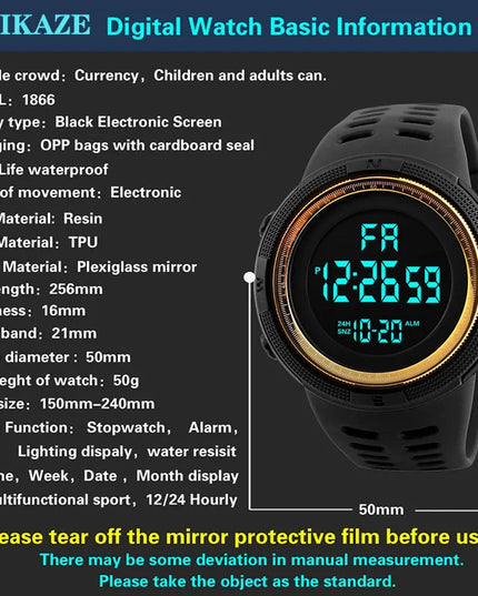 Electronic Watch For Mens Military Sports Watches Luminous Multifunction LED Digital Wristwatch for man kids Boy Student Teen