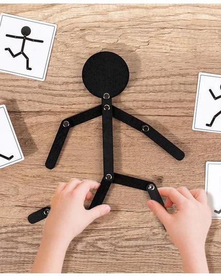 Montessori Material DIY Puzzle Toys Sporty Pose with 24 Double-Side Cards for Children Intelligence Early Educational Toy Gifts
