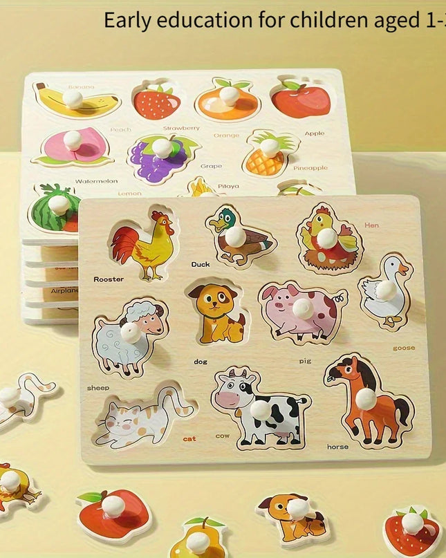 Montessori early education geometry beginner puzzle board, hand-held fixed board puzzle development, puzzle block shape matching