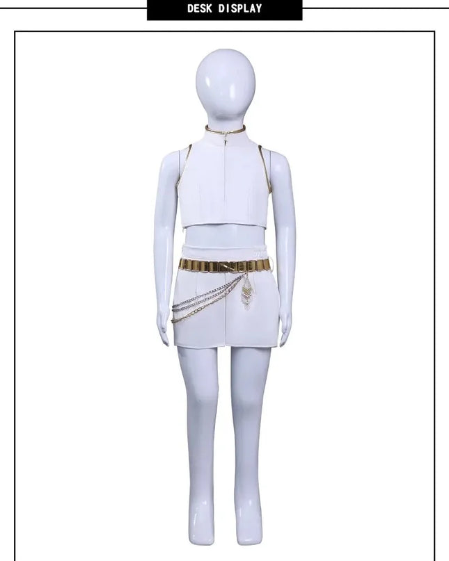 IN STOCK Rumi Mira Zoey White Leather Singing Suit Costume Set Halloween Carnival Role Play Party For Girls