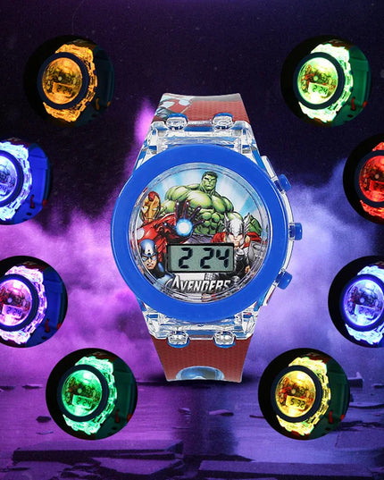 Flash Light Frozen Mickey Kids Watches For Girls Cartoon Spiderman Children Watch Boys School Student Digitel Clock Gifts