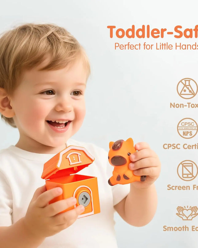 Toddler Learning Toys Montessori Train Set with Farm Animals Counting Sorting Toys Fine Motor Finger Puppets Games For Gifts