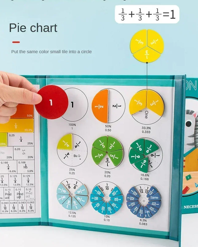 Montessori Magnetic Fraction Learning Math Toy Montessori Arithmetic Teaching Aids Wooden Book Educational Toys For Children