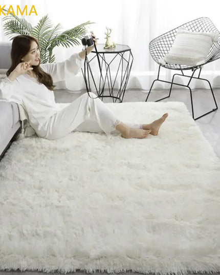 VIKAMA Silk wool Solid Colour Living Room Bedroom Bedside Sofa Soft Mat Home Light Luxury Non-slip Dirty Resistant Washable Rug