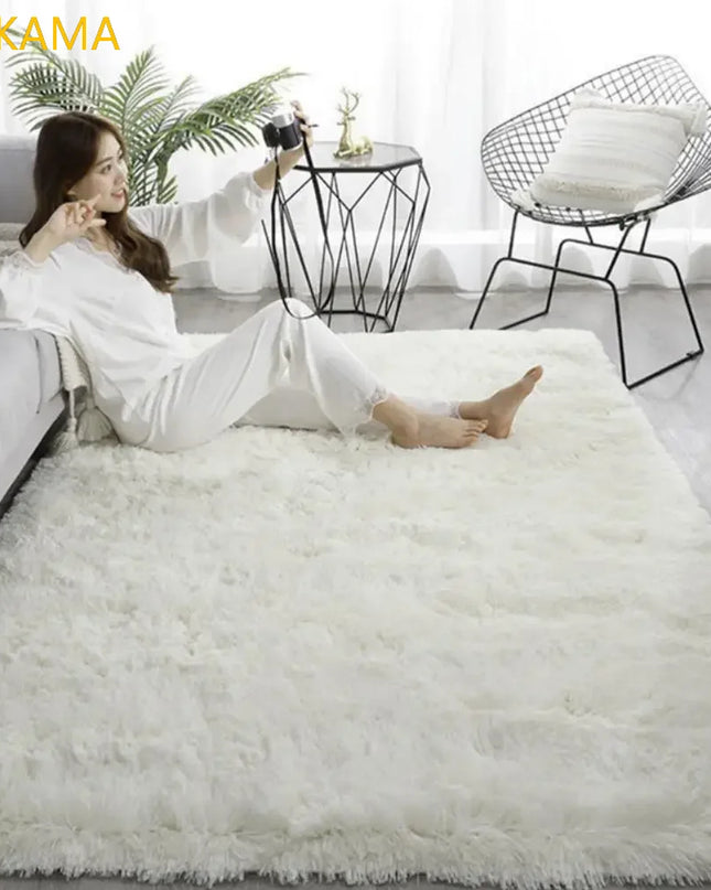 VIKAMA Silk wool Solid Colour Living Room Bedroom Bedside Sofa Soft Mat Home Light Luxury Non-slip Dirty Resistant Washable Rug