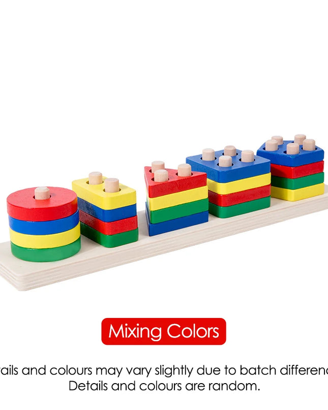 Montessori Wood Toys for Kids Wooden Sorting Stacking Toys for Baby Toddlers Educational Shape Color Sorter Preschool Kids Gifts