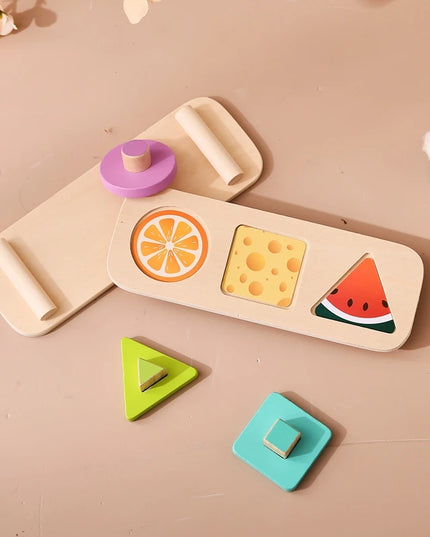Montessori Wood Toys 0-12Months Baby Colorful Geometry Grasping Board Toys Newborn Sensory Touch Shape Recognition Game Toy Gift