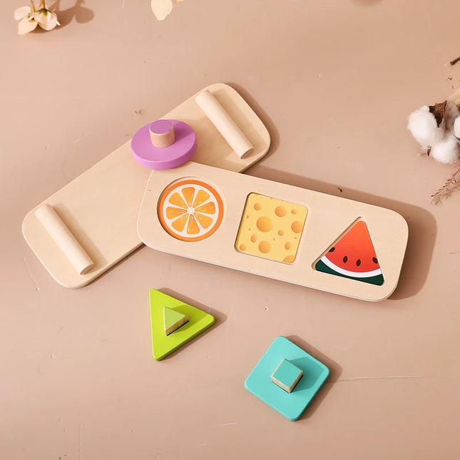 Montessori Wood Toys 0-12Months Baby Colorful Geometry Grasping Board Toys Newborn Sensory Touch Shape Recognition Game Toy Gift