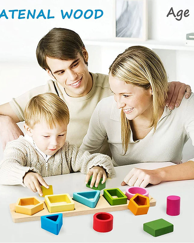 Montessori Wood Toys for Kids Wooden Sorting Stacking Toys for Baby Toddlers Educational Shape Color Sorter Preschool Kids Gifts