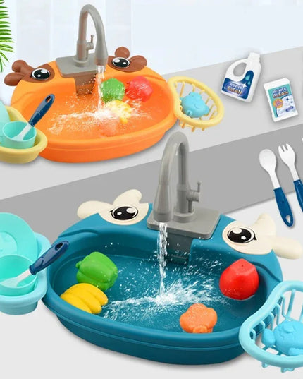 Toy Kitchen Set for Toddlers with Electric Circulating Water, Dishwasher Sink, Imaginative Pretend Play for Kids Boys Girls Ages