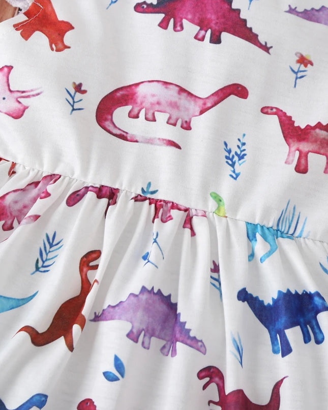 New Baby Girl Clothes Dress Casual Color Unicorn Dinosaur Lovely Korean Summer Cotton Clothing Children Kids Baby Girl Dresses
