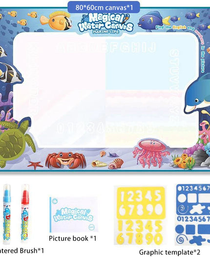 80x80CM Magic Water Drawing Mat Coloring Doodle Mat Montessori Painting Board Painting Pad Magic Pens Kids Educational Toy Gifts