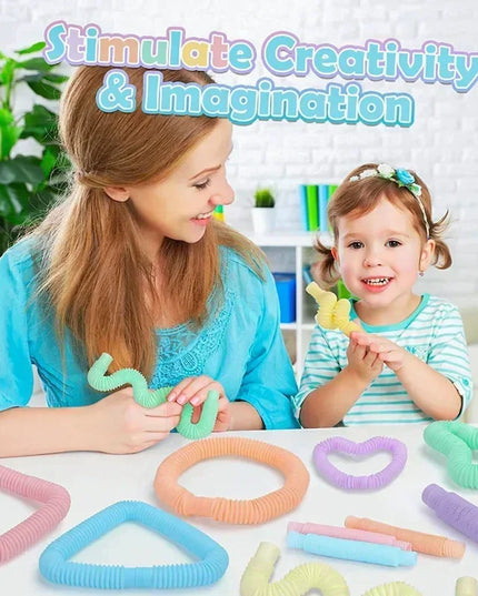 6 12 18 24 30 Pcs Pop Tubes Sensory Toys Fidget Stress Relief Decompression Finger Squeeze Toy Telescopic Tube for Kids Teenager