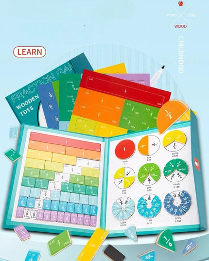 Montessori Magnetic Fraction Learning Math Toy Montessori Arithmetic Teaching Aids Wooden Book Educational Toys For Children
