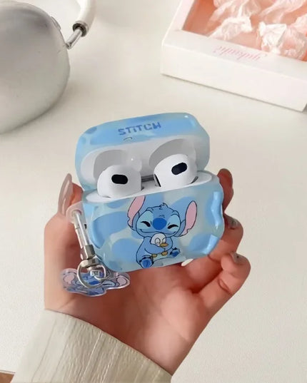 Cartoon Stitch Earphone Case for Apple AirPods 1 2 3 Pro 2 Case Cute  Earphones Case Air Pods 4 Protective Cover With Hook