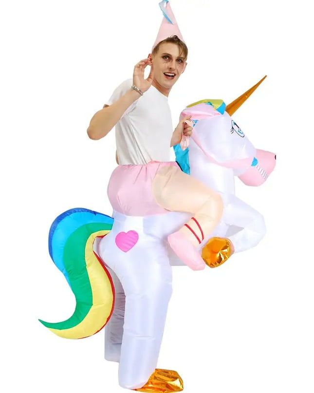 New Kids Colorful Unicorn Inflatable Costume Anime Suits  Mascot Halloween Party Cosplay Costumes for Man Woman Boys Girls